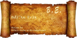 Büte Erik névjegykártya